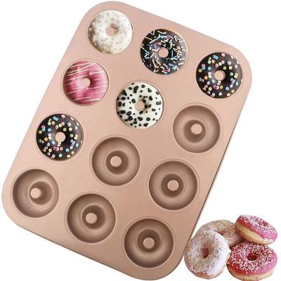 China Amazon Viable Hot Selling Bakeware Set 12 Cavity Carbon Steel Baking Donut Pan Baking Tray for sale