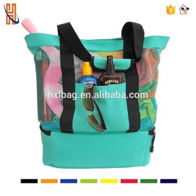 China Tote Bag Mesh Beach Tote Bag With Insulated Picnic Cooler for sale