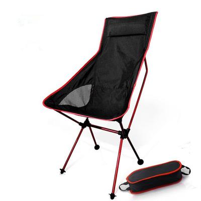 China Modern Custom Logo Lightweight Portable Beach Chair High Back Foldable Camping Chair With Carry Bag for sale