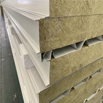 China 50mm Thickness Insulated Rock Wool Sandwich Panel for Building Materials for sale