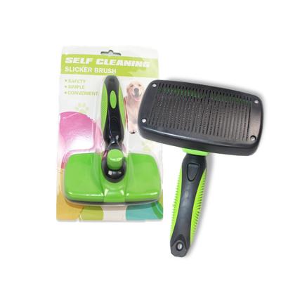 China 2021 Summer Sustainable Dogs Grooming Self-cleaning Slicker Brushes Cats Massage Head Metal Dog Comb for sale