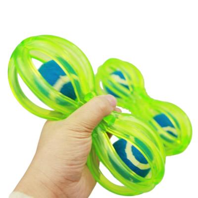 China Sustainable Wholesale TPR Dog Dumbbell Toy With Tennis Balls Dog Training Toy Bite Resistant Chew for sale