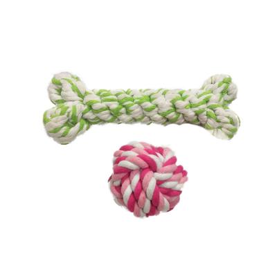 China Viable Widely Used Top Quality Cotton Rope Chewing Handmade Toy Pet Soft Ball Knot Squeaky Pet Toy for sale