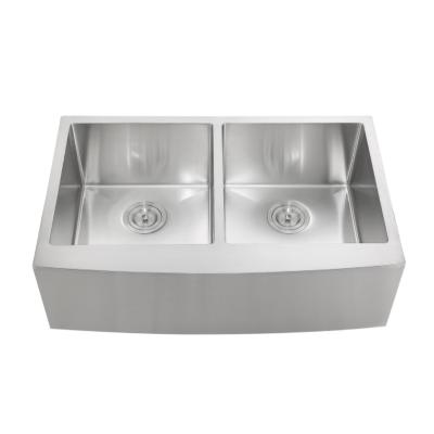 China Apronless Silver Outdoor Multifunctional Faucet Front Double Kitchen Sinks for sale