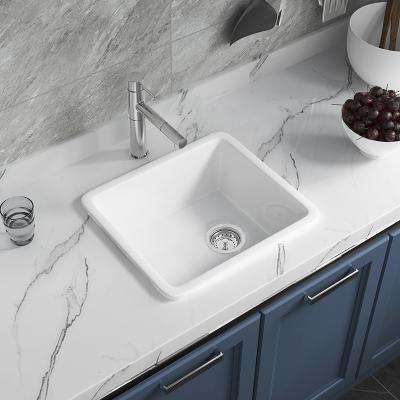 China Without Faucet 450Mm Small Built In Butler Commercial Farmhouse Ceramic Concealed Single Bowl Kitchen Sink for sale