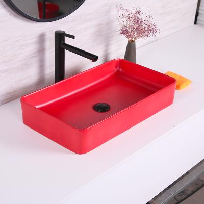 China Good Straightness Durable Modern Hand Wash Ceramic Red Bathroom Basins for sale