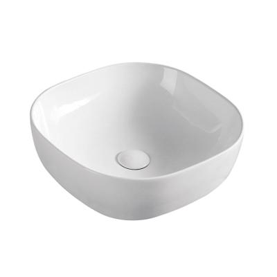 China Modern Rounded Square Above Counter Small Ceramic Bathroom Sink Hand Wash Basin for sale