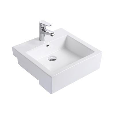 China New Modern White Inset Color Semi Ceramic Bathroom Sink For Sale for sale