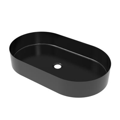 China Modern Customizable Modern Black Table Top Stainless Steel Bathroom Sink for sale