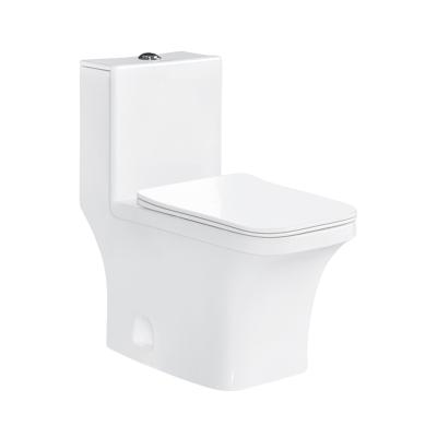 China Double-Flow Strap Modern Flush Ceramic One-Piece Double Strap Bathroom Sanitary Ware Toilet for sale