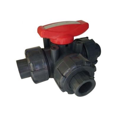 China OEM ODM 2 Inch Pool 3 Way Ball Valve with Moulding Processing Service in White Grey for sale