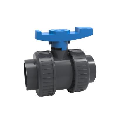 China PVC Double Union Ball Valve DN50 for Water Media Hydraulic Power General Application for sale