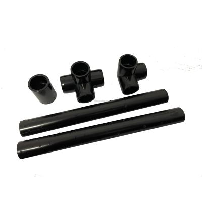 China Standard Thickness PVC Furniture Fittings Black Pipe Fittings 3 4 5 Way Pipe Connector for sale