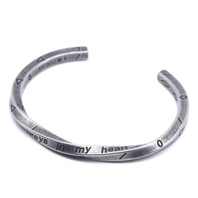 China Fashion 316L retro 4*4mm twisted bracelet high quality TRENDY stainless steel cuff bracelet for men and women for sale