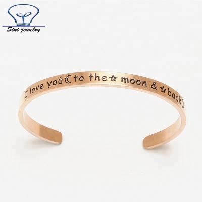 China Romantic Engraved I LOVE YOU TO WALKING AND BACKING High Quality Stainless Steel Cuff Bangle Bracelets For Women for sale