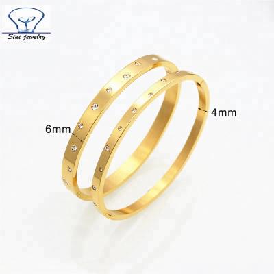 China Fashion CLASSIC Wholesale Gold Plated Bangle Bracelet Stainless Steel Crystal Jewelry for sale