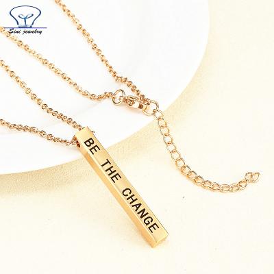 China Customized Etched Logo Customized Vertical Bar Tricolor Engraved Necklace With Stamped Logo for sale