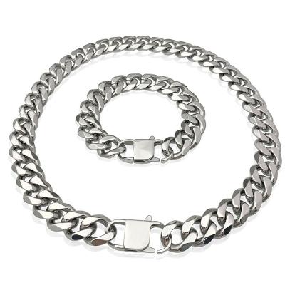 China Hiphop / Rock 6-18mm Stainless Steel Cuban Link Chain Encrypted Miami Necklace for sale