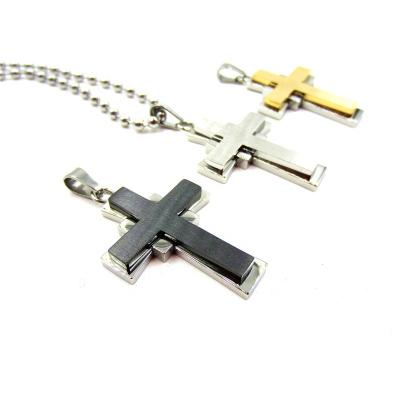 China CLASSIC Stock Wholesale Hot Sale Custom Jewelry 316l Stainless Steel Mens Necklace Cross Pendant Custom Black Plated for sale