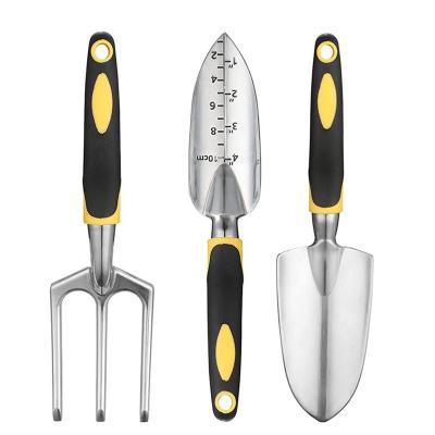 China 3PCS Garden Gardening Tool Kit Heavy Duty Aluminum with Soft Rubberized Non-Slip Handle for Outdoor Camping for sale