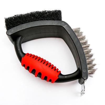 China Dustproof 3 in 1 Portable BBQ Brush Barbecue Scraper Cleaning Accessories for sale