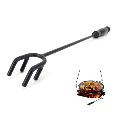 China Home Kitchen Camping Use BBQ Fire Poker Stick Carbon Steel Fireplace Indoor Outdoor Camping Tools With Wood Handle for sale