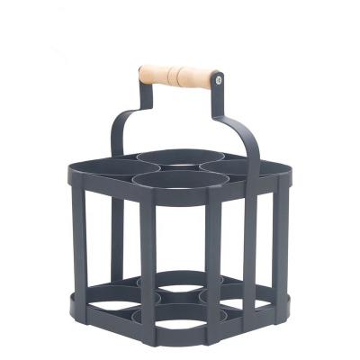 China Durable Carry Storage Milk Bottle Holder Metal Bottle Carrier Wine Rack For Picnic Countertop Party Banquet for sale