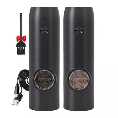 China Viable Spice Grinder Shakers Automatic Electric USB Rechargeable Salt and Pepper Grinder Set for sale