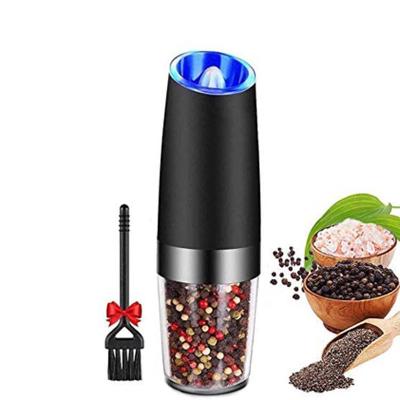 China 2 Pack Sustainable Electric Salt and Pepper Grinder Set Stainless Steel Gravity BBQ Spice Grinders with Blue LED Light for sale