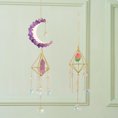 China Suncatcher Window Gift China Christmas Hanging Rinbow Nice Moon Crystal Prism Suncatchers Opens for sale