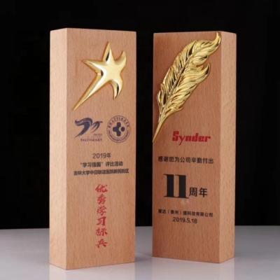 China Europe Best Society Years Anniversary Trophy Souvenir Trophy Award Wood Plaque for sale