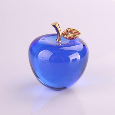 China Europe blue color crystal apple, apple crystal craft for sale