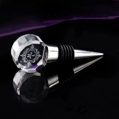 China Pilfer Proof Made Metal Bottle Wine Decoration Stainless And Crystal Ball Stopper for sale