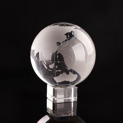 China Hot Sale Europe World Map Crystal Glass Globe Ball With Base For Home Decorations for sale