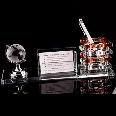 China Europe Match Desktop Decoration Crystal Pen Holder and Card Holder and Crystal Crafts for Sale for sale