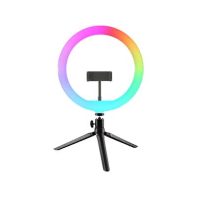 China PORTABLE Full Color RGB Ring Light Live Beauty Selfie Fill Light LED Flash with Phone Tripod Holder for Livestreaming for sale