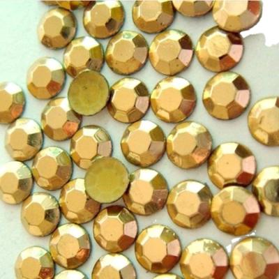 China Original Korean high quality hot fix Flatback rhinestone for t-shirt& belly dance bra accessory, hot fix studs light gold color wholesaler for sale