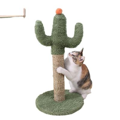 China Sustainable sisal double-column single-column platform climbing frame cactus teddy velvet pet three-tier frame for sale