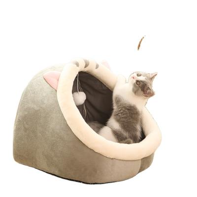 China 2022 New Design Comfortable Cat Dog Nest Stocked Bed All Seasons Available Cat Villa House Sleeping Bag Dog Kennel for sale