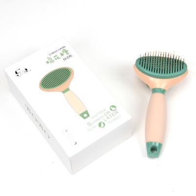 China Safe Stocked Pet Dematting Comb Self Cleaning Needle Comb Dog Slicker Brush Pet Grooming Brush Pet Hair Remover Brush for sale