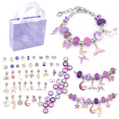 China Fashionable Hot Selling Purple Amazon Cartoon Gift Box Charm Bracelet DIY Jewelry Charm Bracelet Making Kit for sale