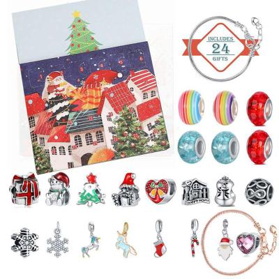 China Fashionable Amazon Jewelry Christmas Countdown Calendar Gift Box Set Creative DIY Beaded Bracelet Bangle Gift Wholesale for sale