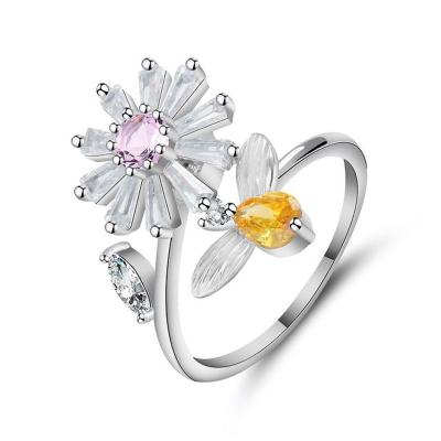 China Daisy Open Ring Cubic Zirconia FASHIONABLE Ring Adjustable Ring for Girl Lady Gift for sale