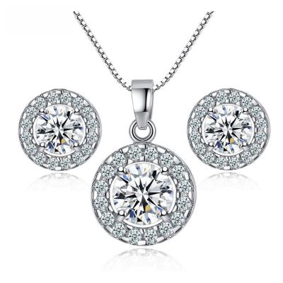 China FASHIONABLE shiny Zircon necklace and earring set jewelry set hot selling zircon jewelry set for sale