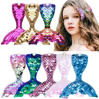 China New Cute Sweet Hair Clip Kids Cartoon Mermaid Tail Hair Clip Style Flip Sequin Duckbill Clip Hair Pins Decorated Hair Accessories for sale