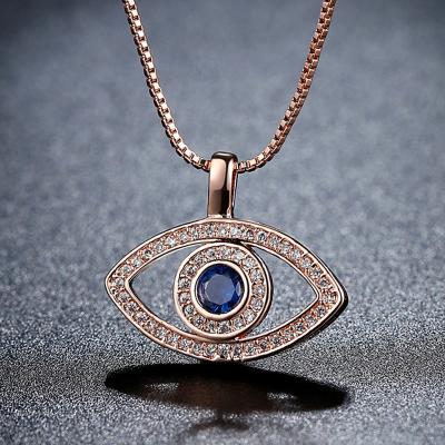 China FASHIONABLE Cubic Zircon Blue Eye Necklace Evil Eye Clavicle Chain Pendant Necklace Crystal Eye Necklace for sale