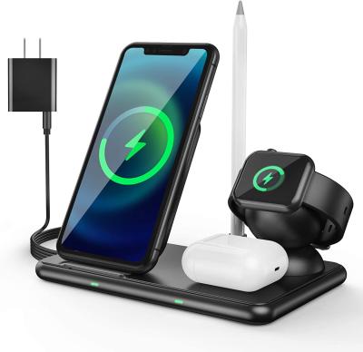 China 4 in 1 Wireless Charger for Apple Watch & AirPods & Pencil Charging Dock Station, Nightstand Mode for iWatch Series SE/6 for sale