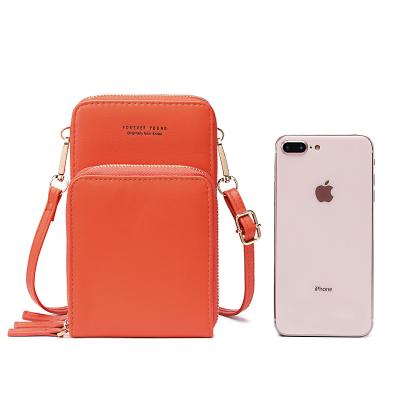 China 2021 Fanshion Women's Mobile Phone Bag Simple Simple Purse Bag Leather Wallet Phone Bag For iPhone 11 for sale