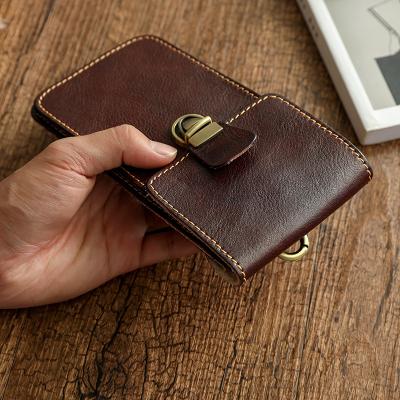 China Latest\fasion 2021 Unique Leather Cell Phone Bag Handmade Leather Bag Men Phone Bag For iPhone 12 for sale