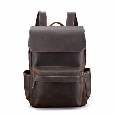 China China Factory Wholesale Custom Waterproof Mens Vintage Leather Roll On Laptop Backpack Bag for sale